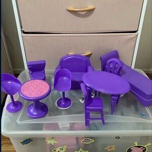 Purple Dollhouse Furniture Set